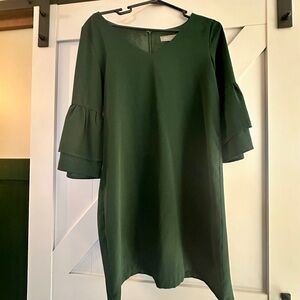 Green Ruffle Sleeve Dress - Small